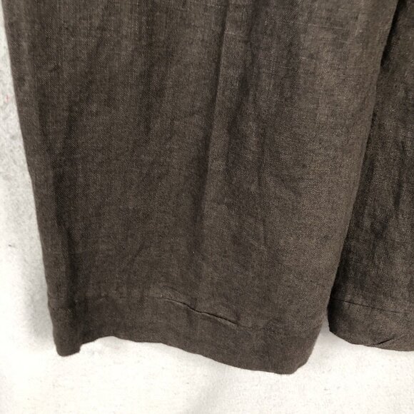 Made In Italy Pants Womens 12 Brown 100% Linen Crop Wide Leg Lagenlook Boho - Picture 14 of 16